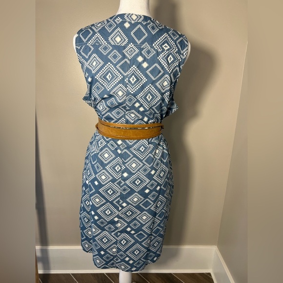 NWT Old Ranch M Organic Cotton Sleeveless Blue Geometric Pattern Tunic Dress - Picture 3 of 15